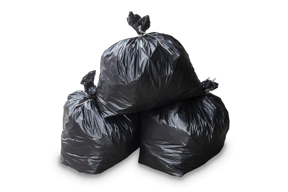 3 black garbage bags 